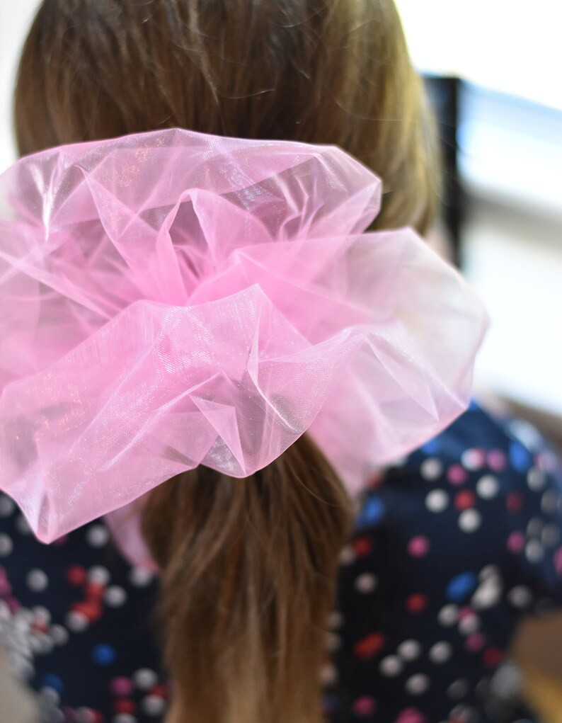 Oversized Pink Organza Scrunchie, Shimmery Jumbo Extra Large Scrunchy, Big Scrunchie | Etsy (US)