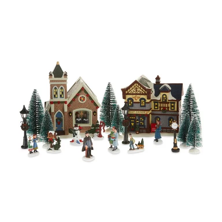 Light-up Christmas Village Set, 20 Pieces, Multi-color, by Holiday Time | Walmart (US)