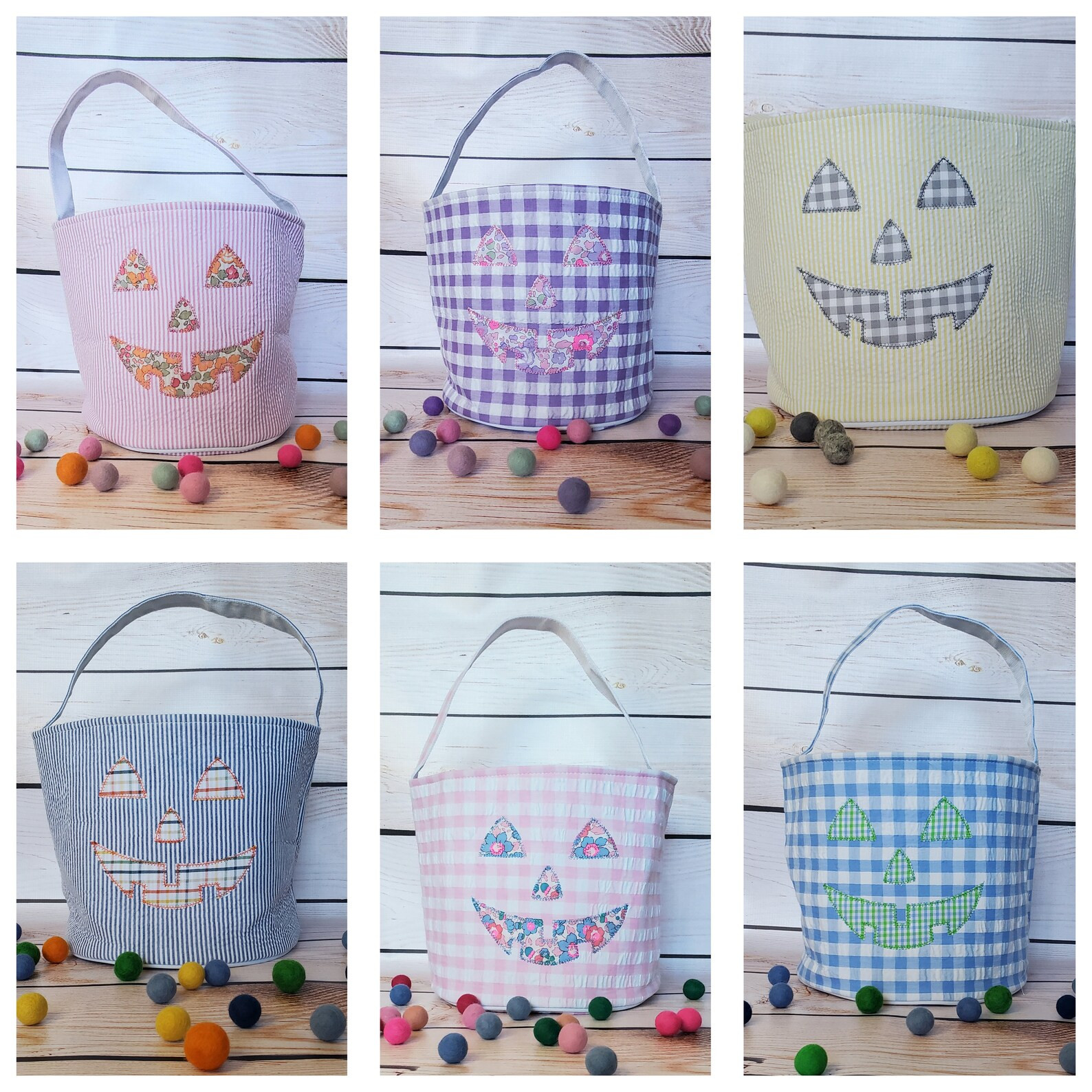 Ready to Ship Seersucker/gingham Jack-o-lantern Trick-or-treat - Etsy | Etsy (US)