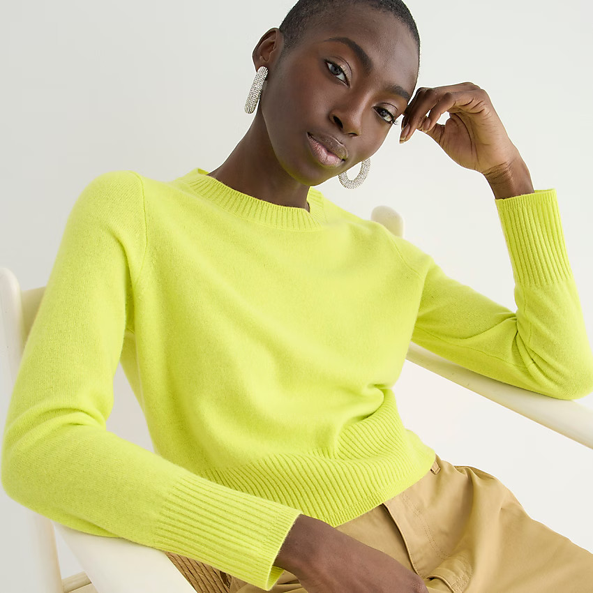 Cropped cashmere crewneck sweater | J. Crew US