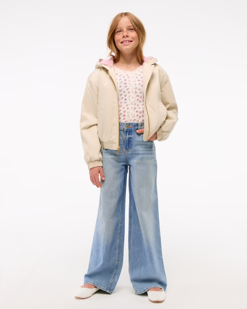 girls high rise wide leg jeans | girls bottoms | Abercrombie.com | Abercrombie & Fitch (US)