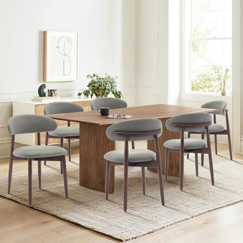 COLAMY Wooden Dining Chairs Set of 6, Modern Fabric Upholstered Kitchen Side Chairs, Farmhouse Dining Room Chairs with Foot Pegs, Green | Amazon (US)