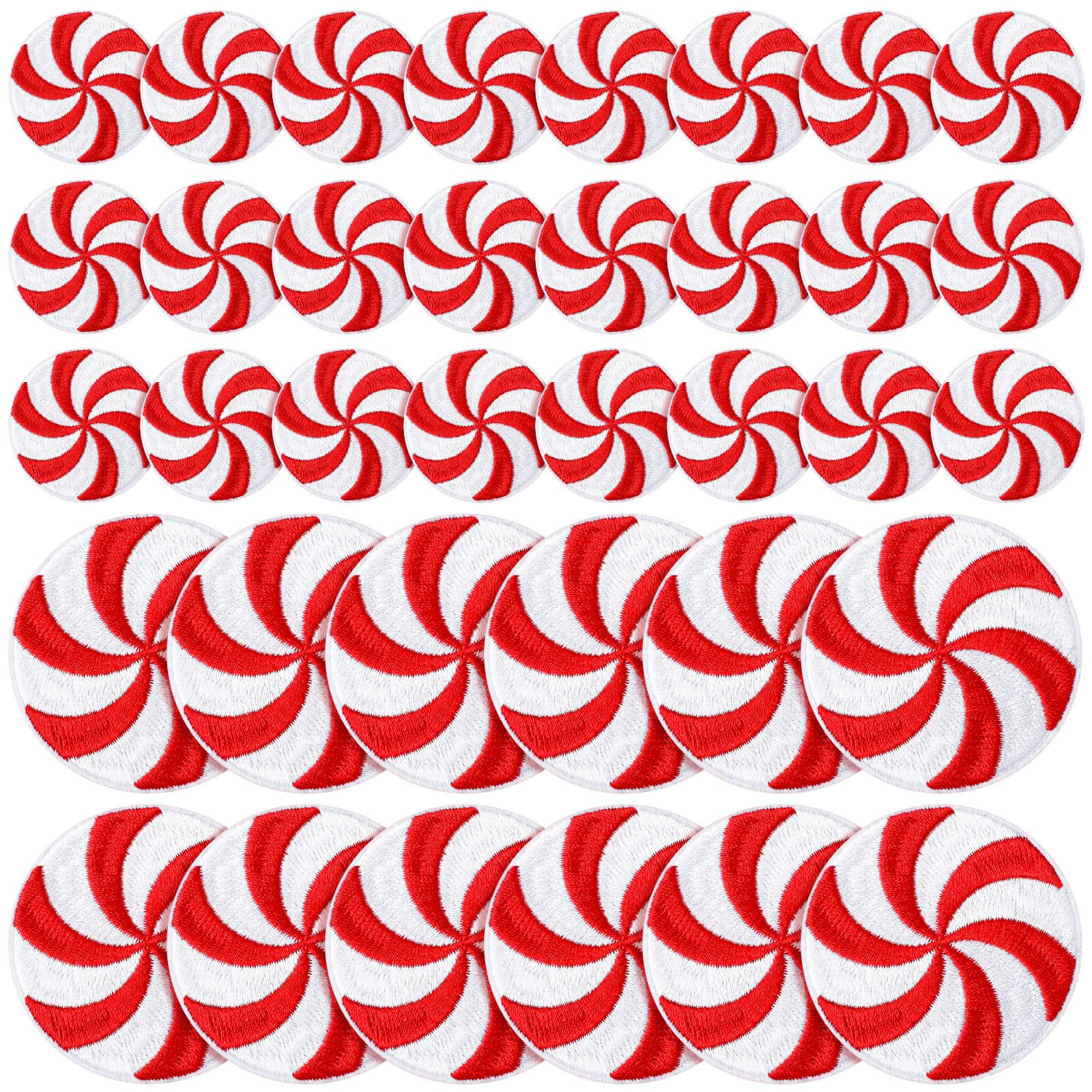 36 Pack Christmas Candy Sew on Patch 24 Pcs 1in 12 Pcs 2 in Peppermint Candy Embroidered Sew on P... | Amazon (US)