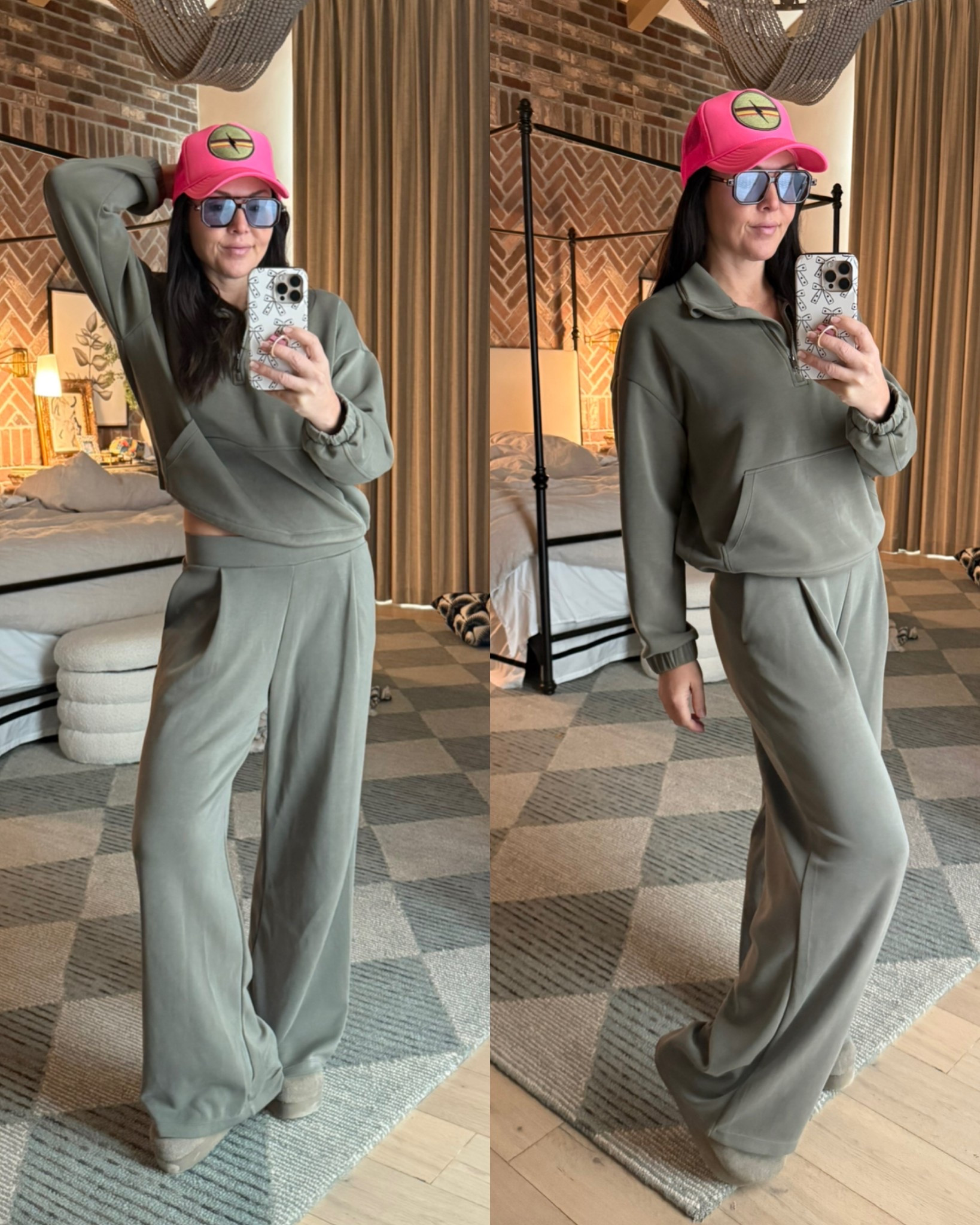 Lululemon soft stream look alike set is so comfy and the quality is amazing. I’m wearing size small with zip front pullover and pleated wide leg pants. 
Aviator nation look alike trucker hat hot pink.
Favorite soft platform clogs 
Retro sunglasses come in lots of colors and lenses. On sale + 10% off coupon.
Saturday lounge set 



#LTKSaleAlert #LTKFindsUnder50