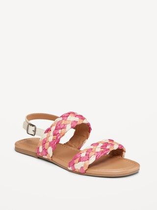 Raffia Double-Strap Sandals for Girls | Old Navy (US)