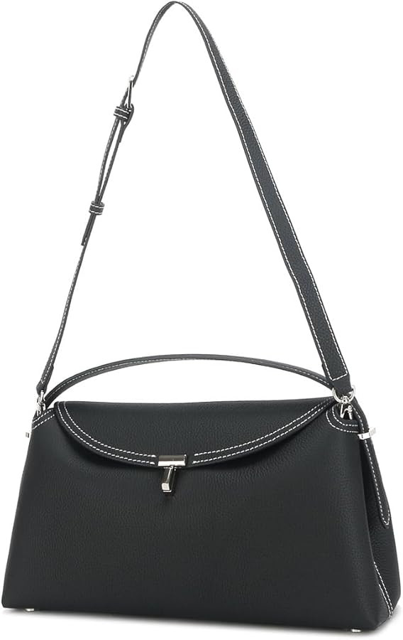 Simple Crossbody Cowhide T Lock Buckle Flap Casual Tote Bag | Amazon (US)