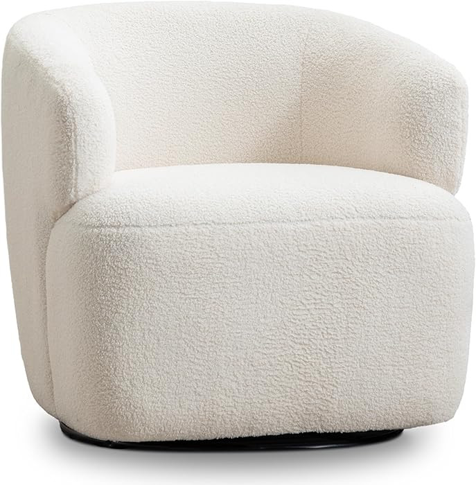 Swivel Accent Chair, Sherpa Teddy Barrel Chair for Living Room, Cozy Round Boucle Arm Chair, Meta... | Amazon (US)