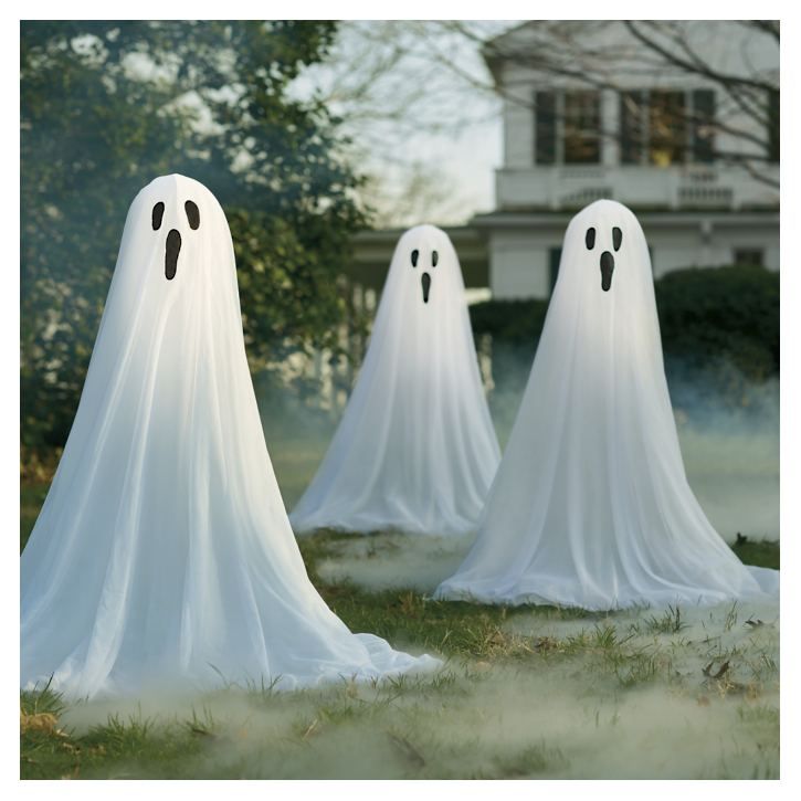 Staked Ghosts with Lights, Set of Three | Grandin Road | Grandin Road