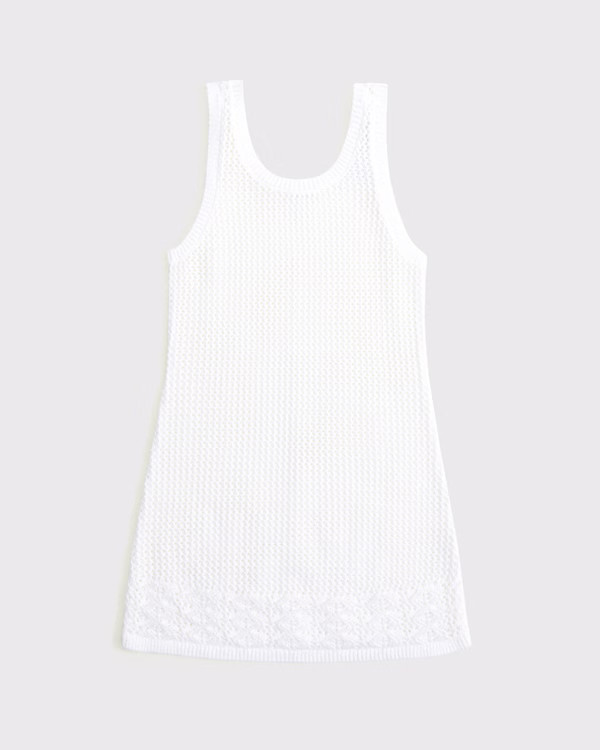 crochet-style mini dress coverup | Abercrombie & Fitch (US)