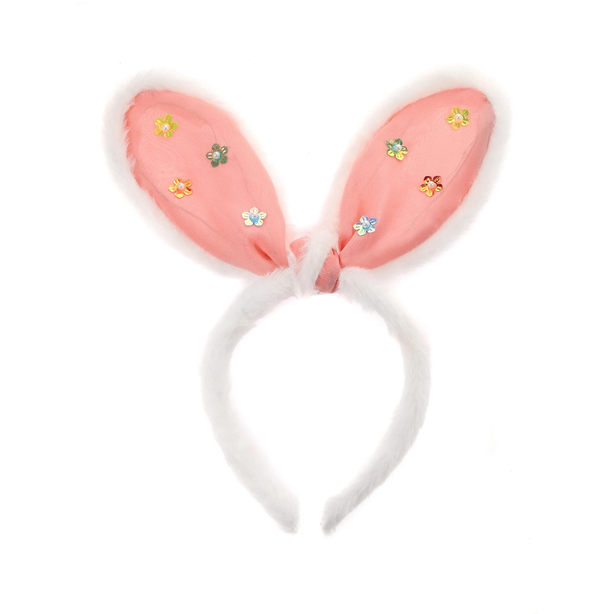 Way to Celebrate Easter Pink and White Bunny Ears Light Up Headband, 1 Piece | Walmart (US)