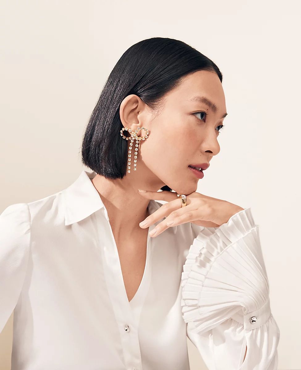 Crystal Bow Statement Earrings | Ann Taylor (US)