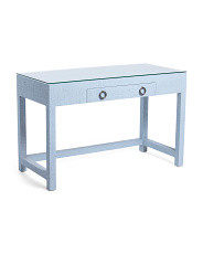 48in Woven Raffia Desk With Glass Table Top | Furniture & Lighting | Marshalls | Marshalls