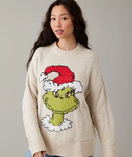 AE Grinch Holiday Sweater.

#LTKfindsunder100 #LTKHoliday #LTKGiftGuide
