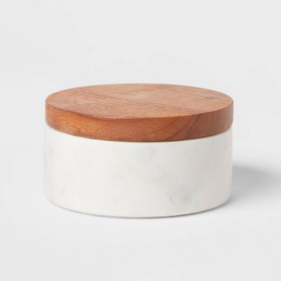 Marble/Wood Salt & Cellar with Wooden Lid - Threshold™: Multicolored Kitchen Mortar & Pestle Accessory | Target