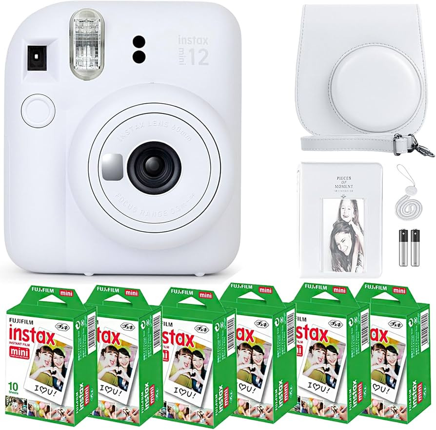 Fujifilm Instax Mini 12 Instant Camera Clay White and Fuji Film Value Pack (60 Sheets) Bundle wit... | Amazon (US)