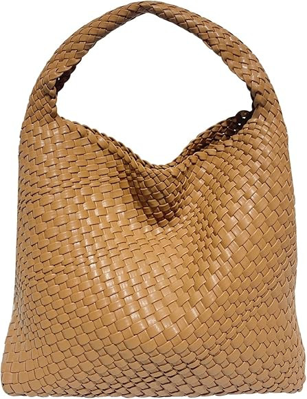 Women Vegan Leather Hand-Woven Tote Handbag Fashion Shoulder Top-handle Bag All-Match Underarm Bag w | Amazon (US)