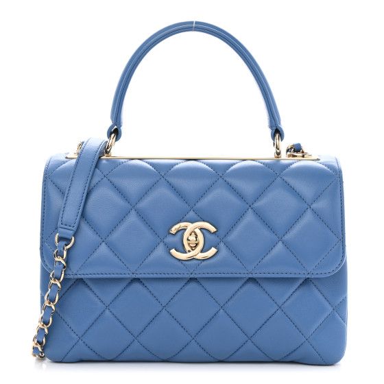 CHANEL Lambskin Quilted Small Trendy CC Flap Dual Handle Bag Blue | FASHIONPHILE (US)