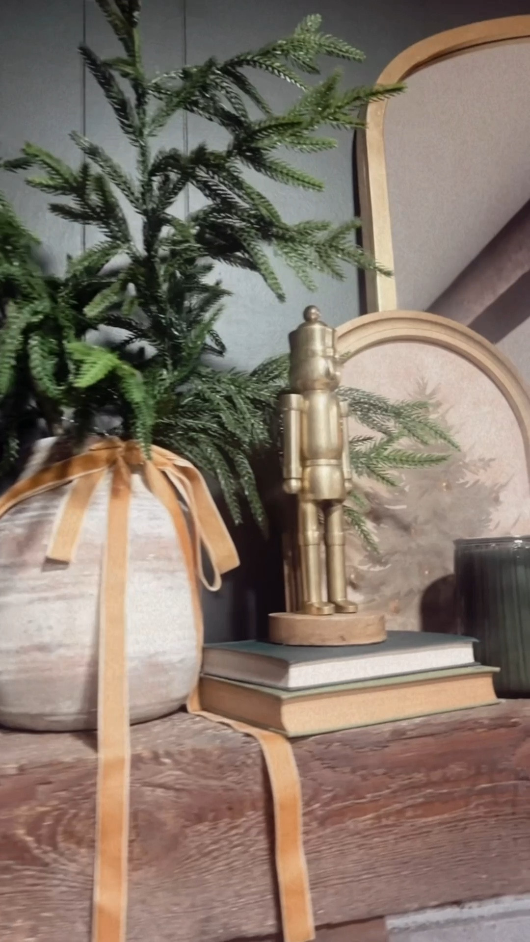 Christmas holiday fireplace mantel decor 

My planter vases, tree garland and bells are all from Hobby Lobby. I linked similar vibes but the SKUs are:
Garland: 5560925
Gold ribbon garland: 5986732

Amazon
Target 
Walmart 
Decor 

#LTKHoliday #LTKHome #LTKSeasonal