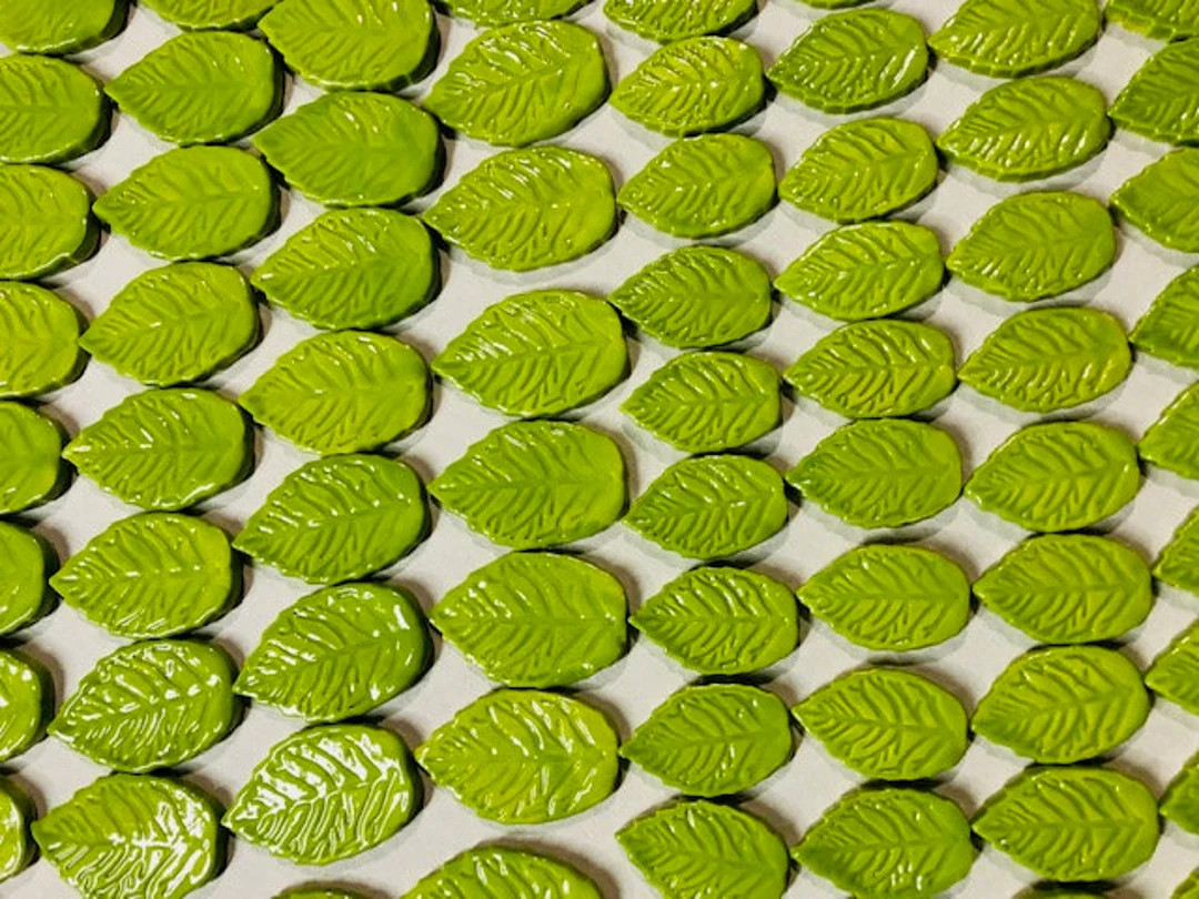 10 Ceramic Leaves Mosaic Tiles - Etsy | Etsy (US)
