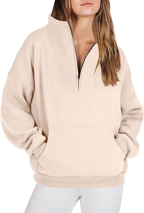 ANRABESS Womens Sweatshirts Long Sleeve Oversized Fleece Half Zip Crop Hoodies Teen Girls Y2K Fal... | Amazon (US)