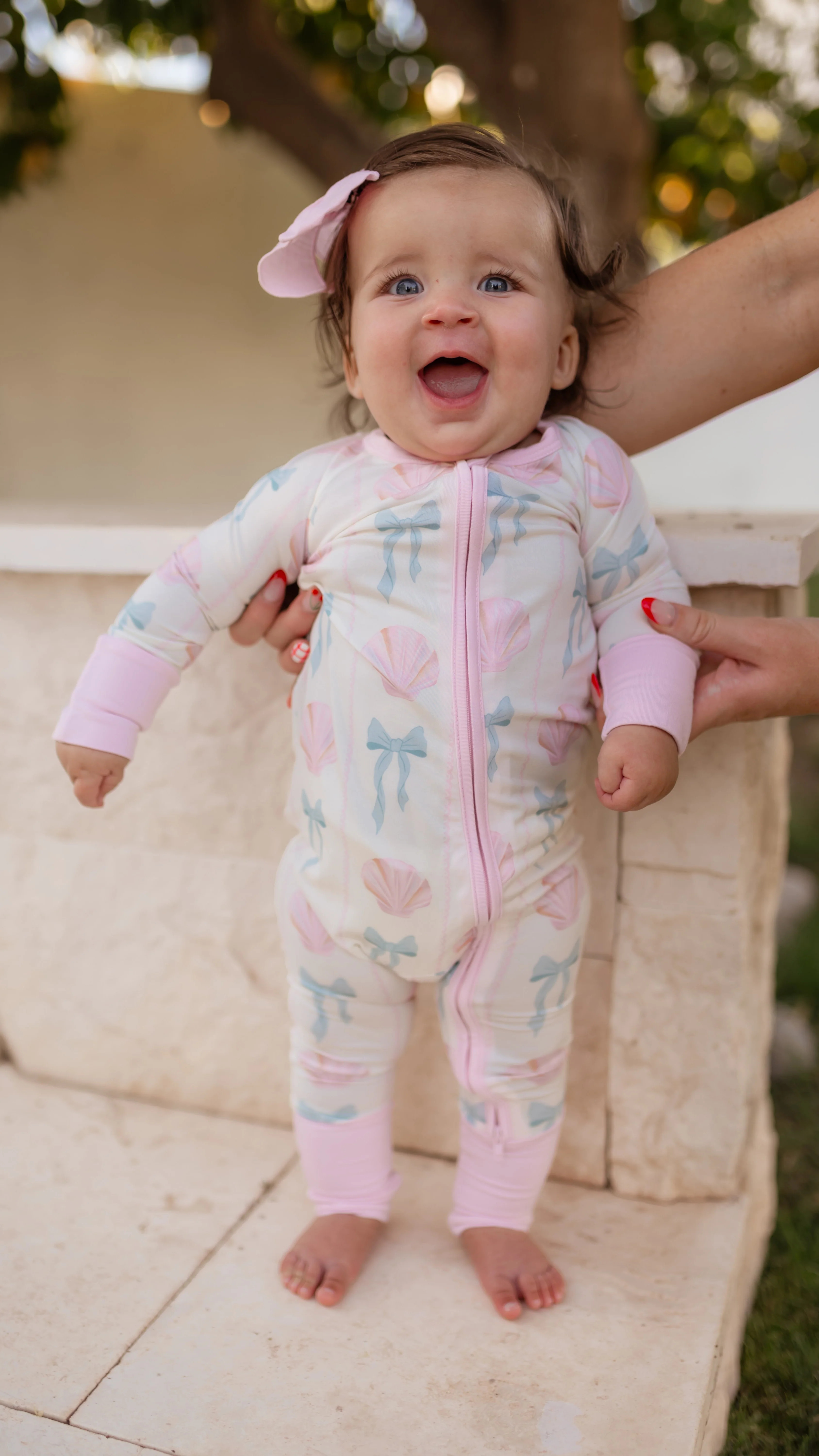 Infant Romper in Bows and Shells | Silks Design
