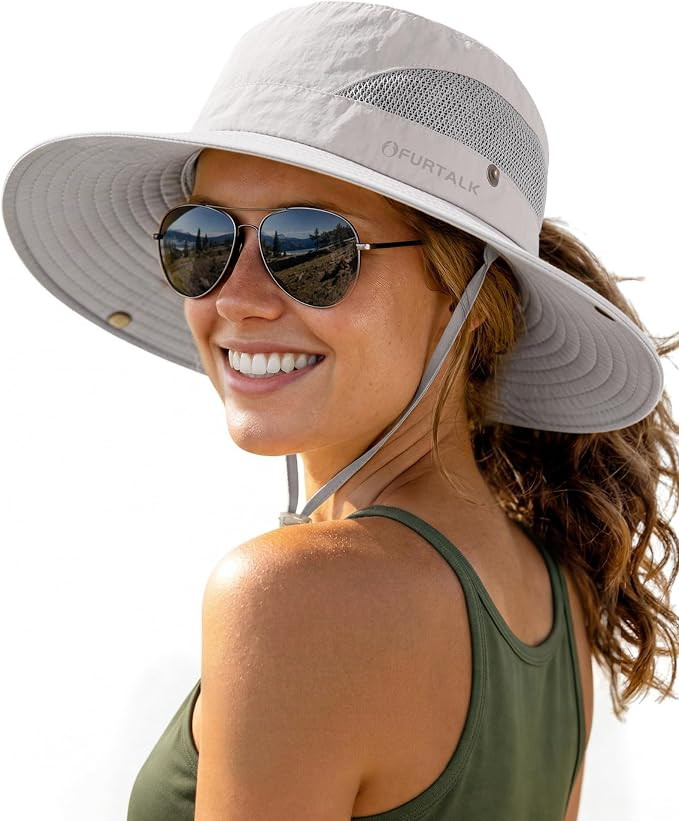 FURTALK Womens Sun Hat with Ponytail Hole Beach Hiking Summer Wide Brim UPF 50+ Outdoor Protectio... | Amazon (US)
