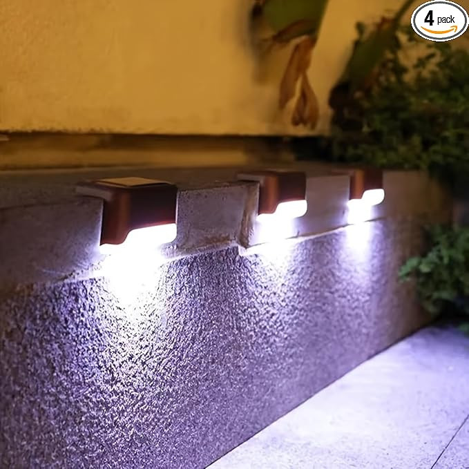 4Pcs Waterproof LED Light Solar Outdoor lamp for Step, Fence, Yard, Patio, Railing, Garden and Pa... | Amazon (US)