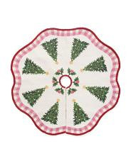 4Ft Cottage Charm Trees Hooked Tree Skirt, Cotton | TJ Maxx