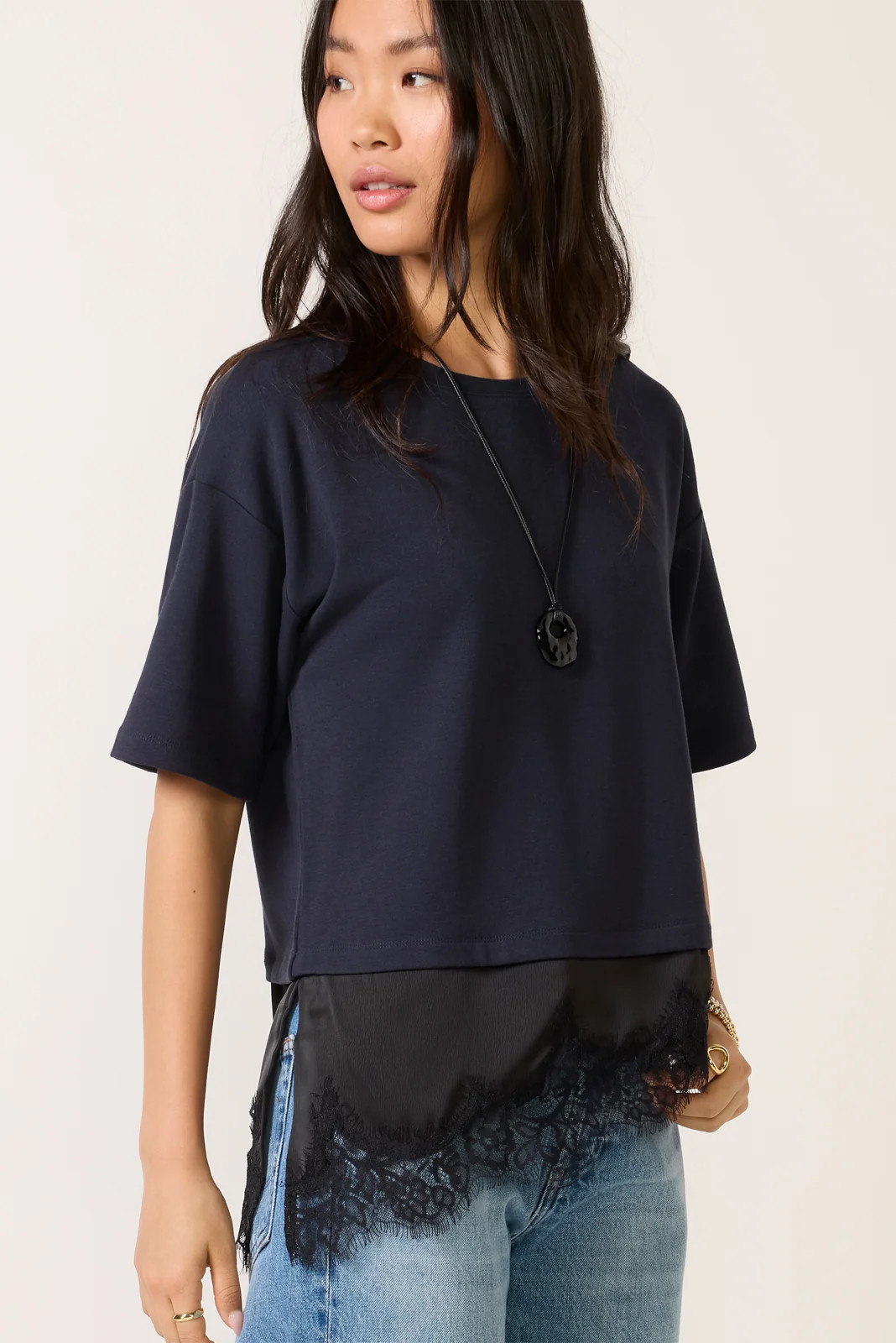 Callan Lace Twofer Tee | Evereve