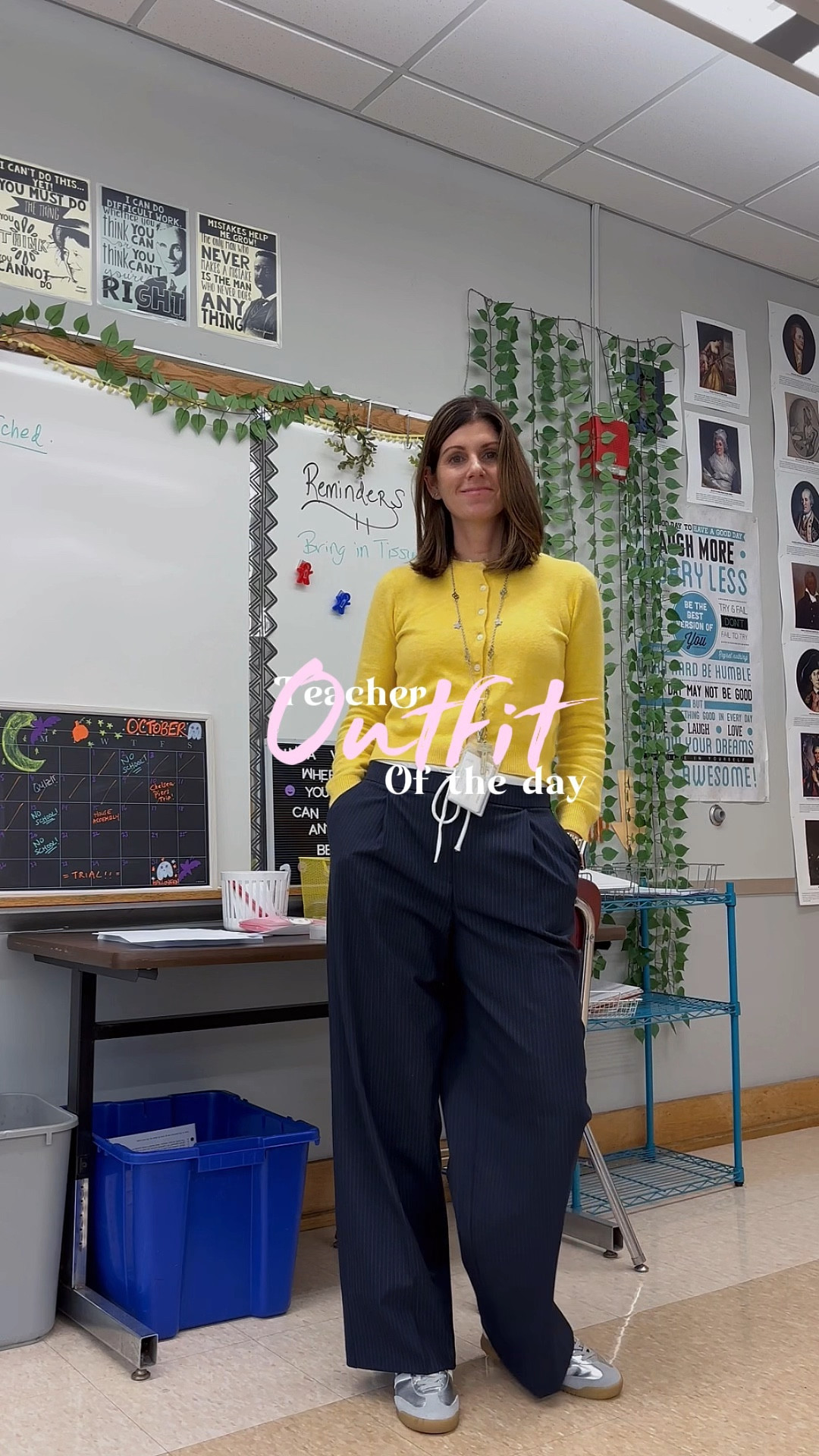 #teacheroutfit #affordablefashion #zara #pinstripepants #yellow #yellowsweater #trackpants #fallstyle

#LTKStyleTip #LTKFindsUnder50 #LTKSeasonal