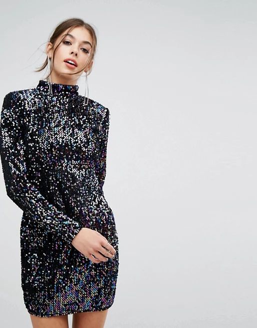 PrettyLittleThing Long Sleeve Sequin Dress | ASOS US