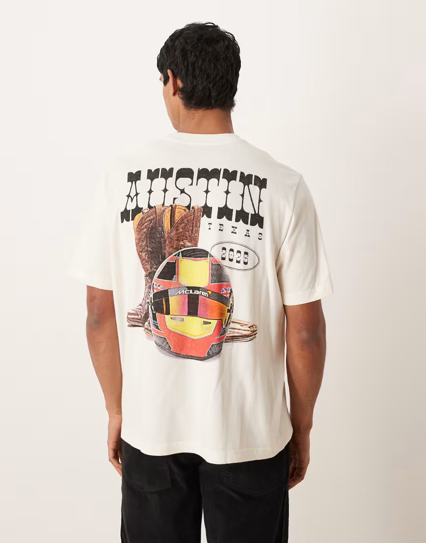 Abercrombie & Fitch f1 back graphic t-shirt in white | ASOS (Global)