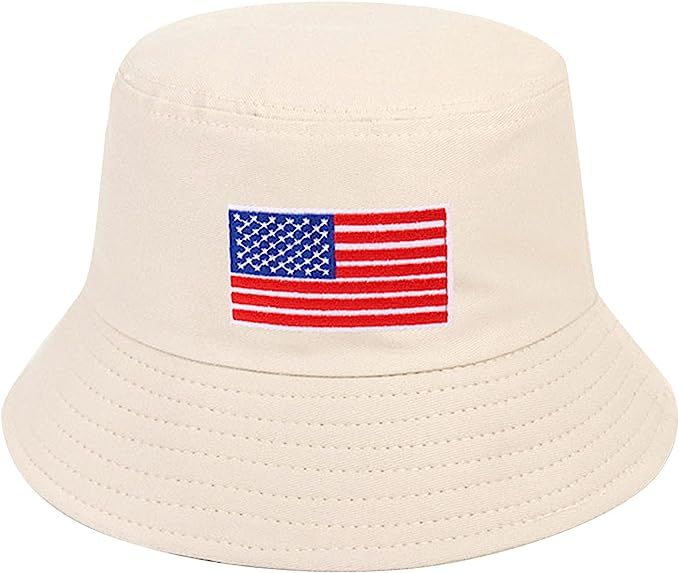 4th of July Bucket Hat for Women American Flag Star Print Summer Travel Hiking Beach Sun Hat Fish... | Amazon (US)
