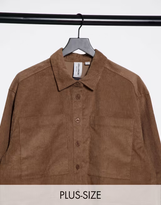 COLLUSION Plus exclusive cord shirt & trousers co-ord in mocha | ASOS (Global)