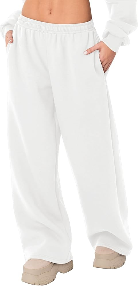 LOMON Wide Leg Sweatpants Women Fleece Sweat Pants Fall Spring Clothes 2026 Teen Girl Baggy Jogge... | Amazon (US)