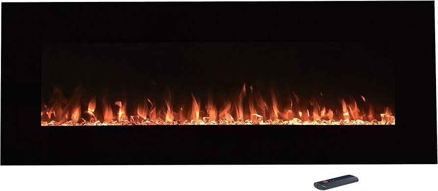 Electric Fireplace - 54 Inch Wall Mounted Fireplace Heater with Remote Control Adjustable LED Fla... | Amazon (US)