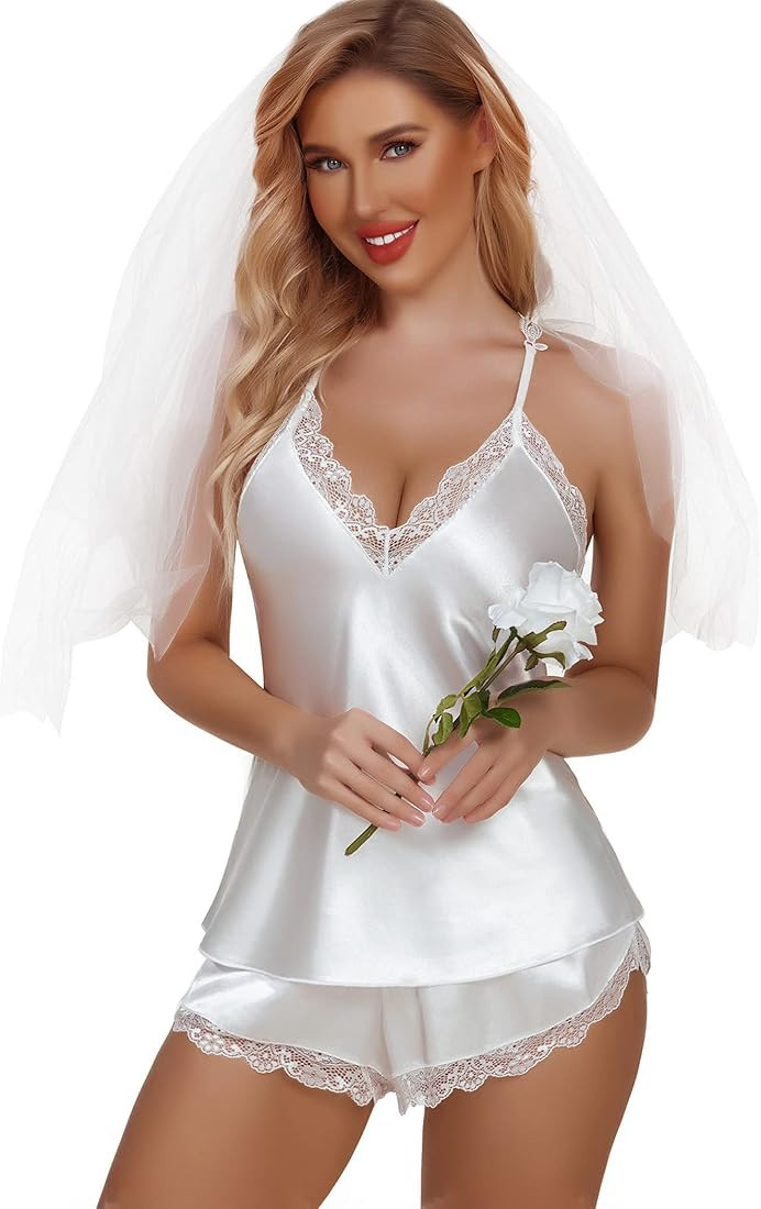 Avidlove Satin Pajamas Set Sleepwear Womens Sexy Lingerie Cami Shorts Set Nightwear S-XXL | Amazon (US)