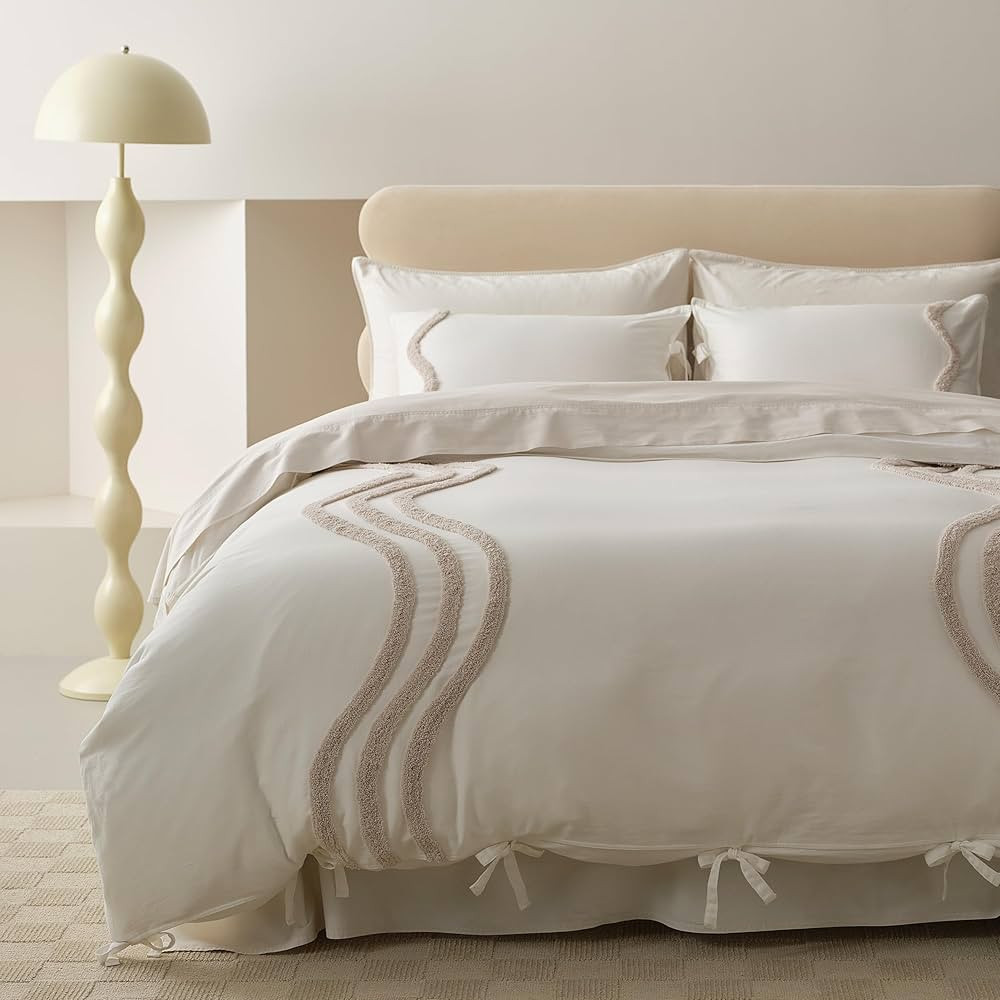 Cotton Tufted Duvet Cover Set - Boho Duvet Cover Queen, 300 TC Modern Duvet Cover Set Queen, Luxu... | Amazon (US)