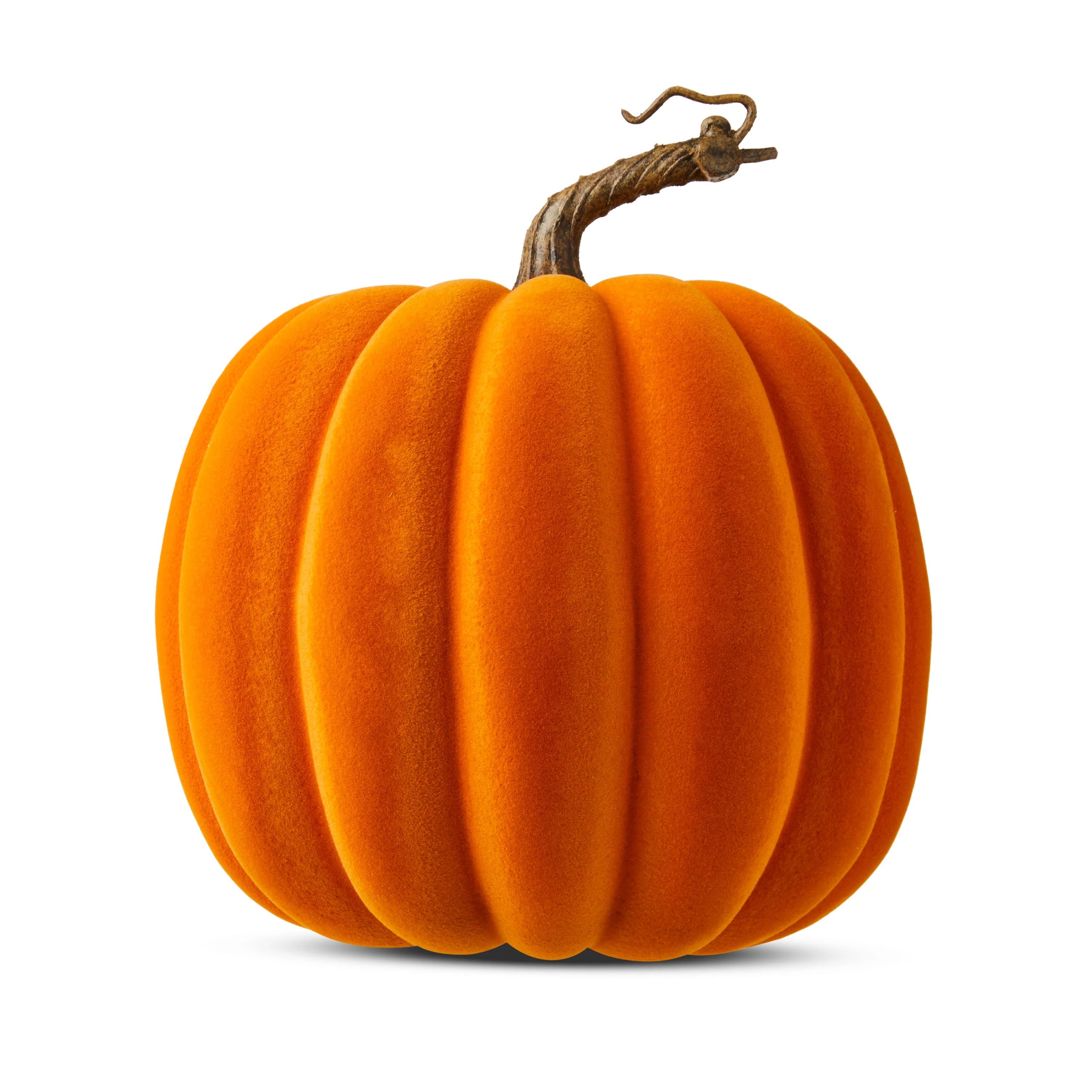 Harvest Orange Flocked Pumpkin Decoration, by Way To Celebrate | Walmart (US)