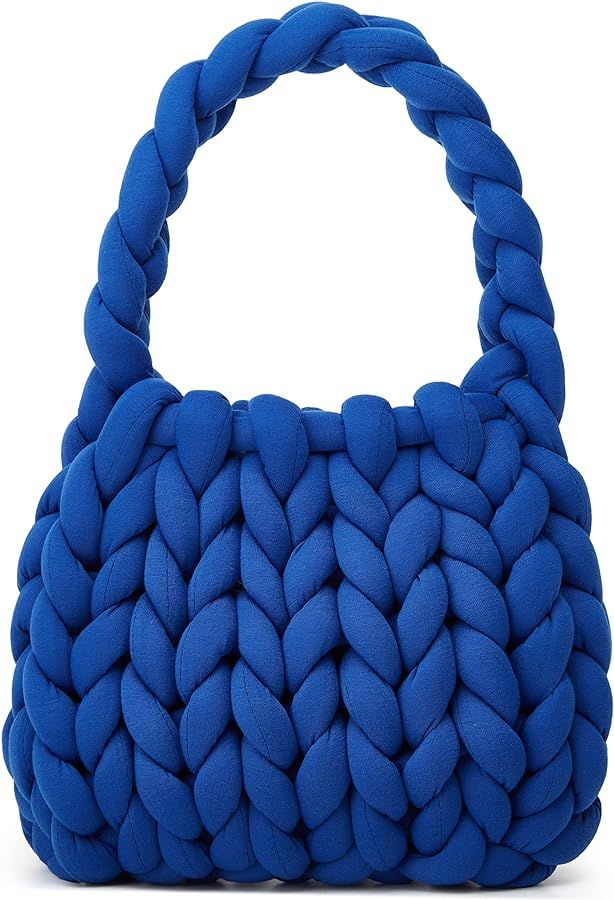 Women's Knit Clutch Bag Handmade Woven Polyeater Knit Satchel Purse Handbag Shoulder Solid Color ... | Amazon (US)