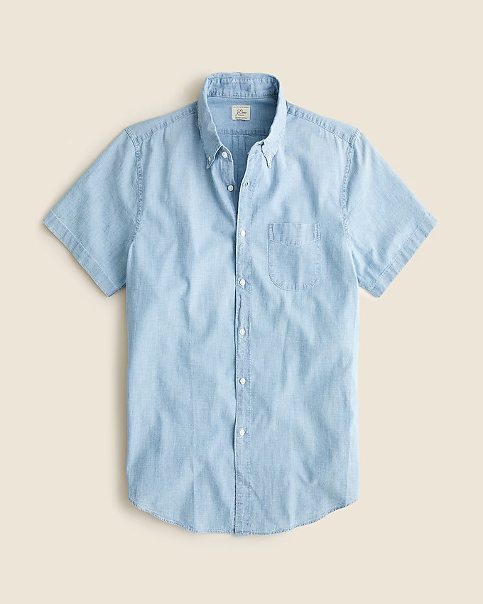Slim short-sleeve indigo organic chambray shirt | J. Crew US