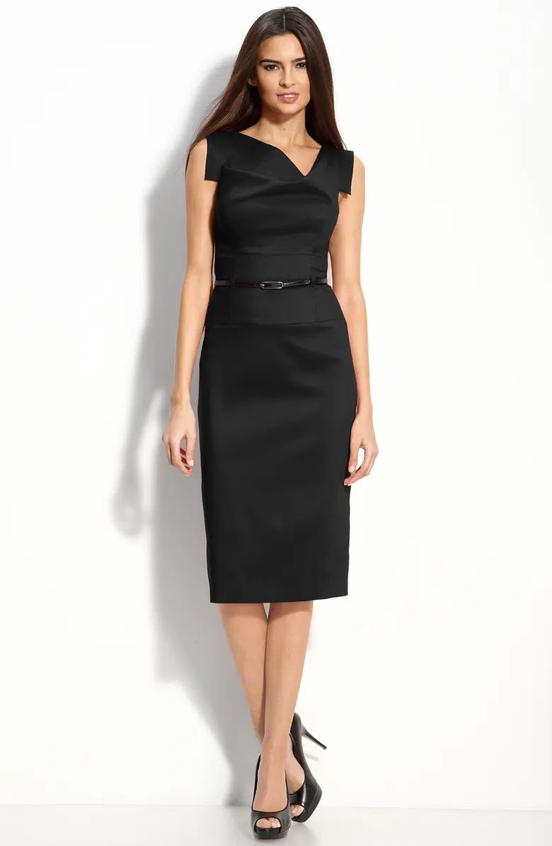 'Jackie' Belted Gabardine Sheath Dress | Nordstrom