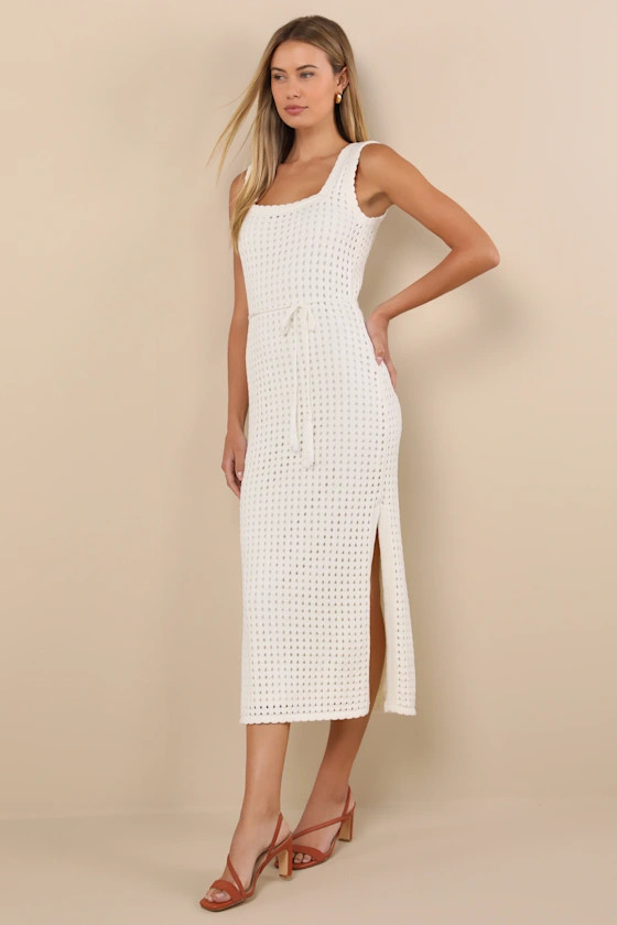 Sunshine Babe Ivory Knit Midi Sweater Dress | Lulus