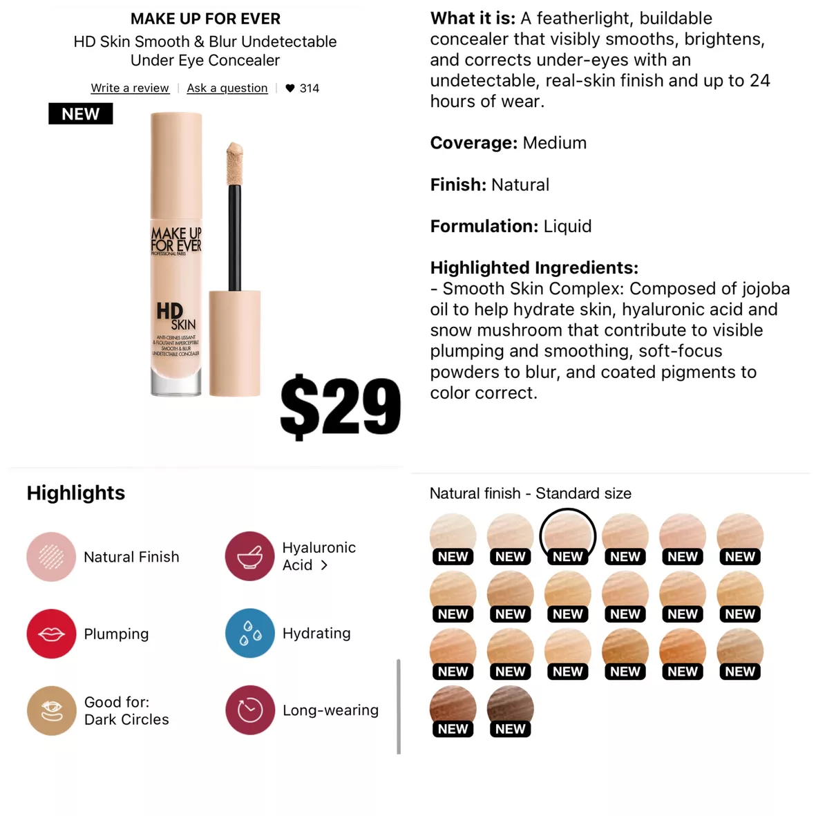 HD Skin Smooth & Blur Undetectable Under Eye Concealer - MAKE UP