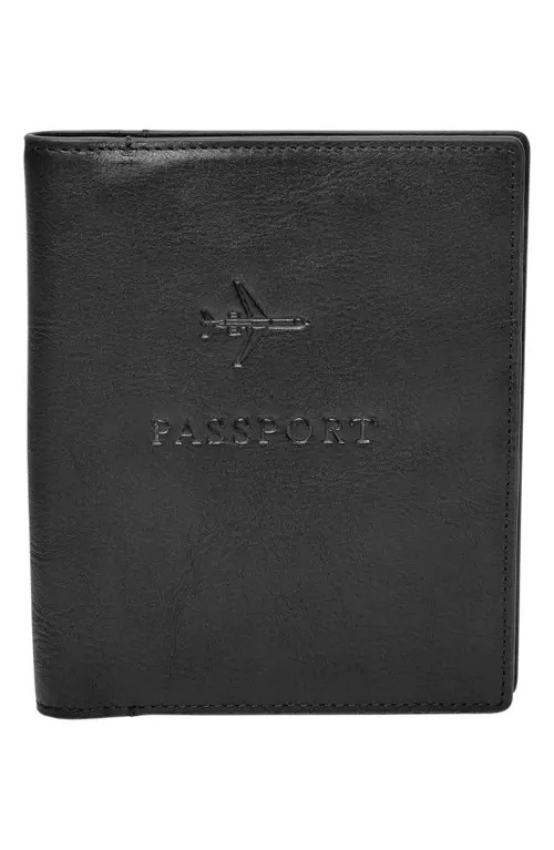 Fossil Leather Passport Case in Black at Nordstrom | Nordstrom