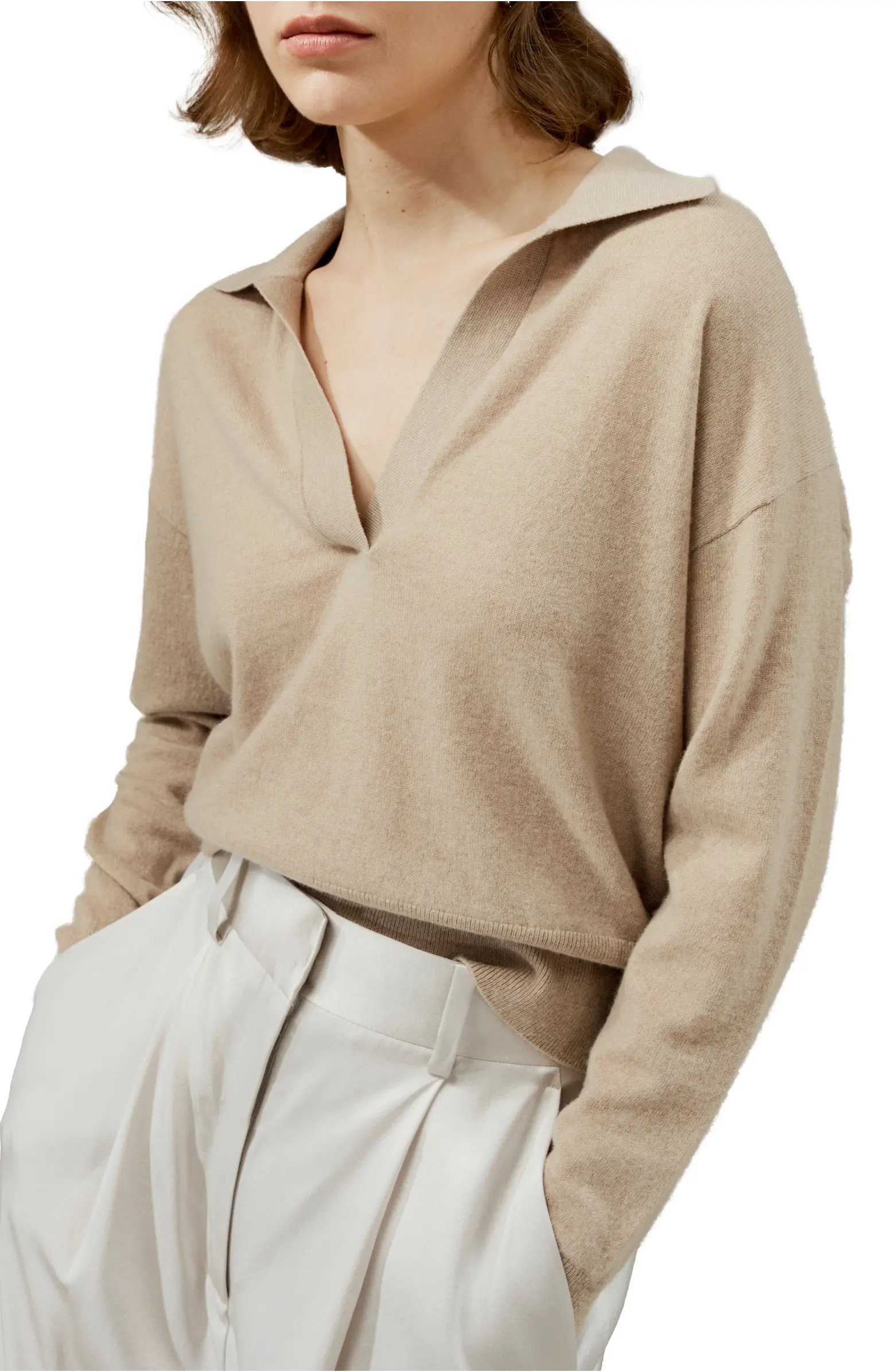 Women's V Neck Cashmere Polo Sweater | Nordstrom