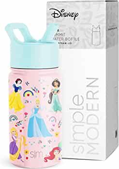 Simple Modern Disney Princesses Kids Water Bottle with Straw Lid | Reusable Insulated Stainless S... | Amazon (US)