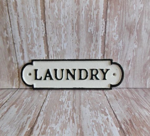 Cast Iron Laundry Sign Plaque White with Black Letters and | Etsy | Etsy (US)