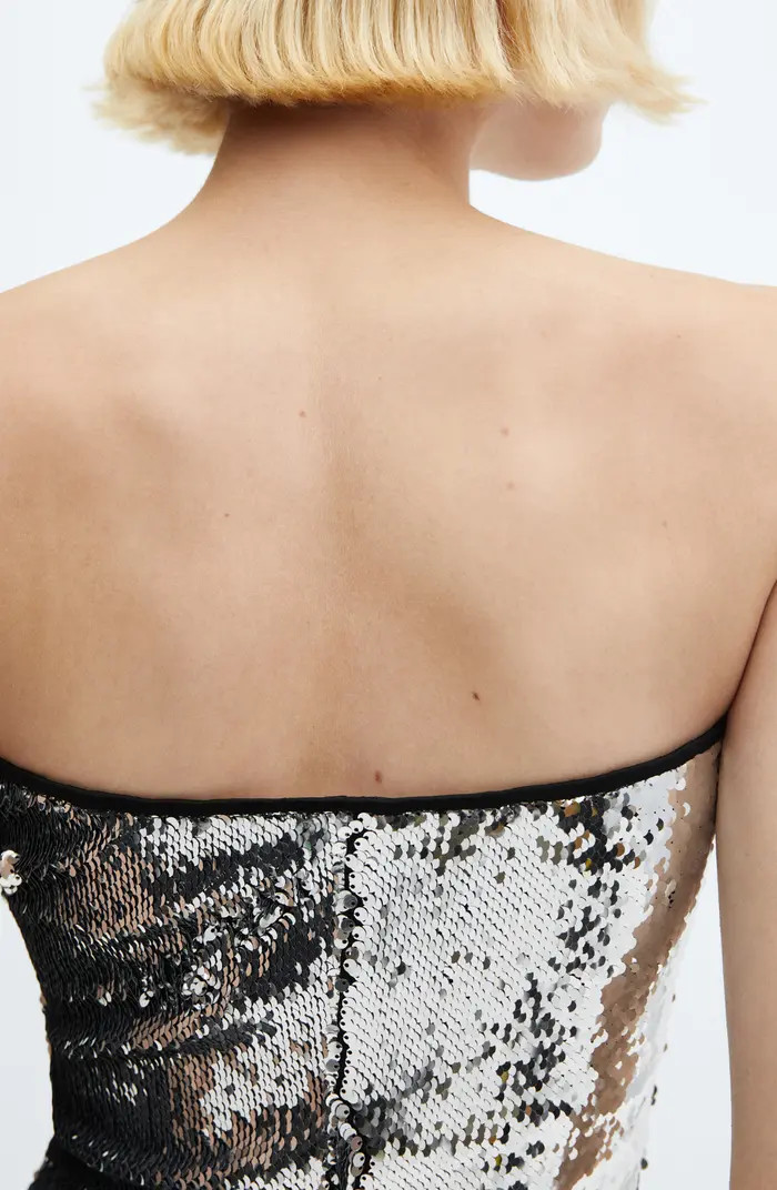 MANGO Sequin Strapless Midi Gown | Nordstrom | Nordstrom