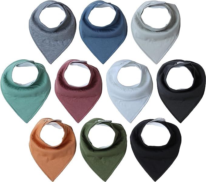 Matimati Baby Baby Bandana Bibs For Boys Solid & Neutral Colors | 10 Pack Super Absorbent Teethin... | Amazon (US)